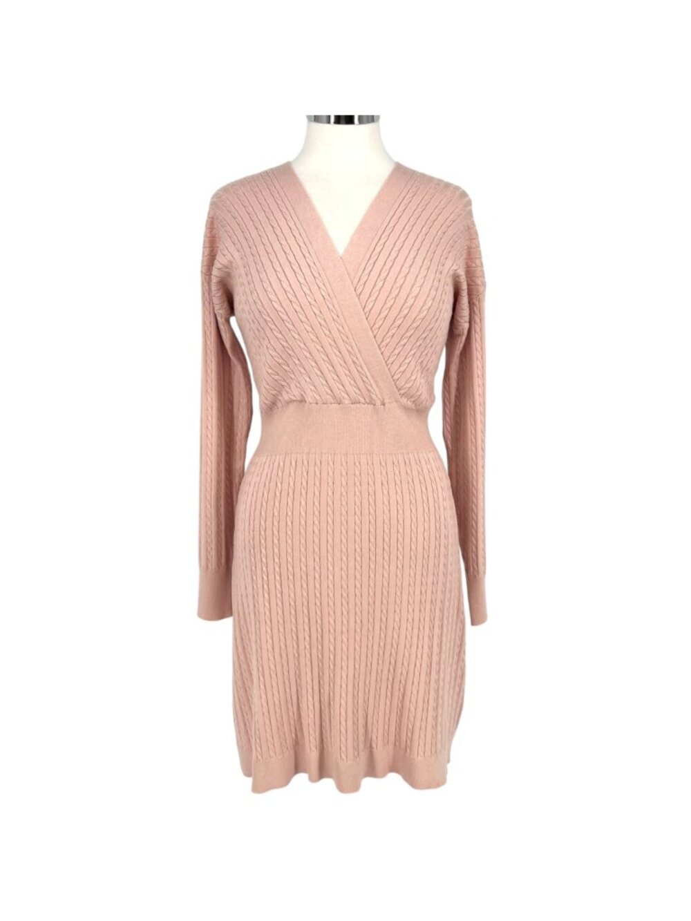 Lucky Brand Blush Cable Knit Sweater Dress Pink Size PM NWT Balletcore Soft Girl